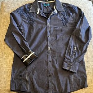 Men’s Roar Signature Dark Blue Button Down, Size XL